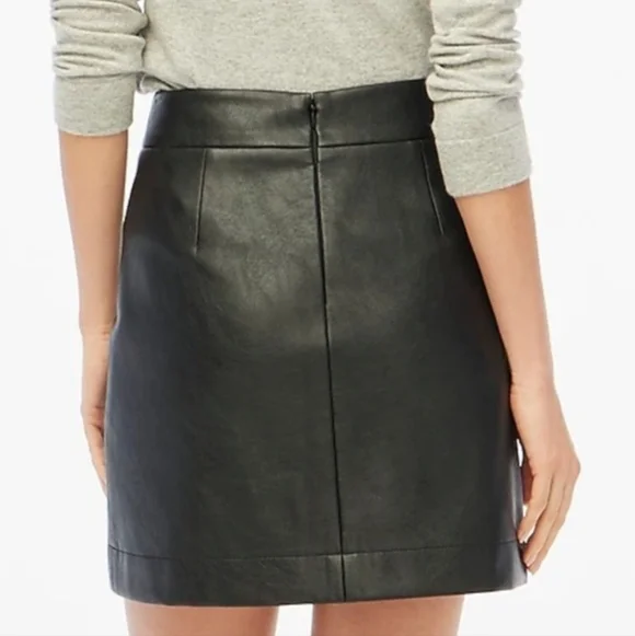 J.Crew Factory Faux Leather A-Line Mini Skirt Black NWT 16 - Picture 4 of 16